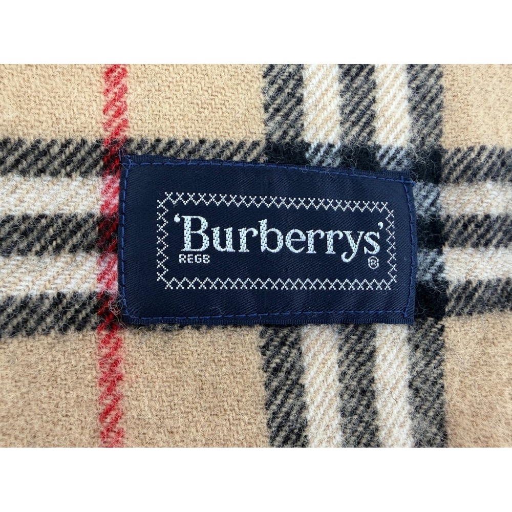 Authentic Vintage Burberrys Nova Check Wool Scarf Camel Plaid Luxury Fringe - Picture 3 of 5